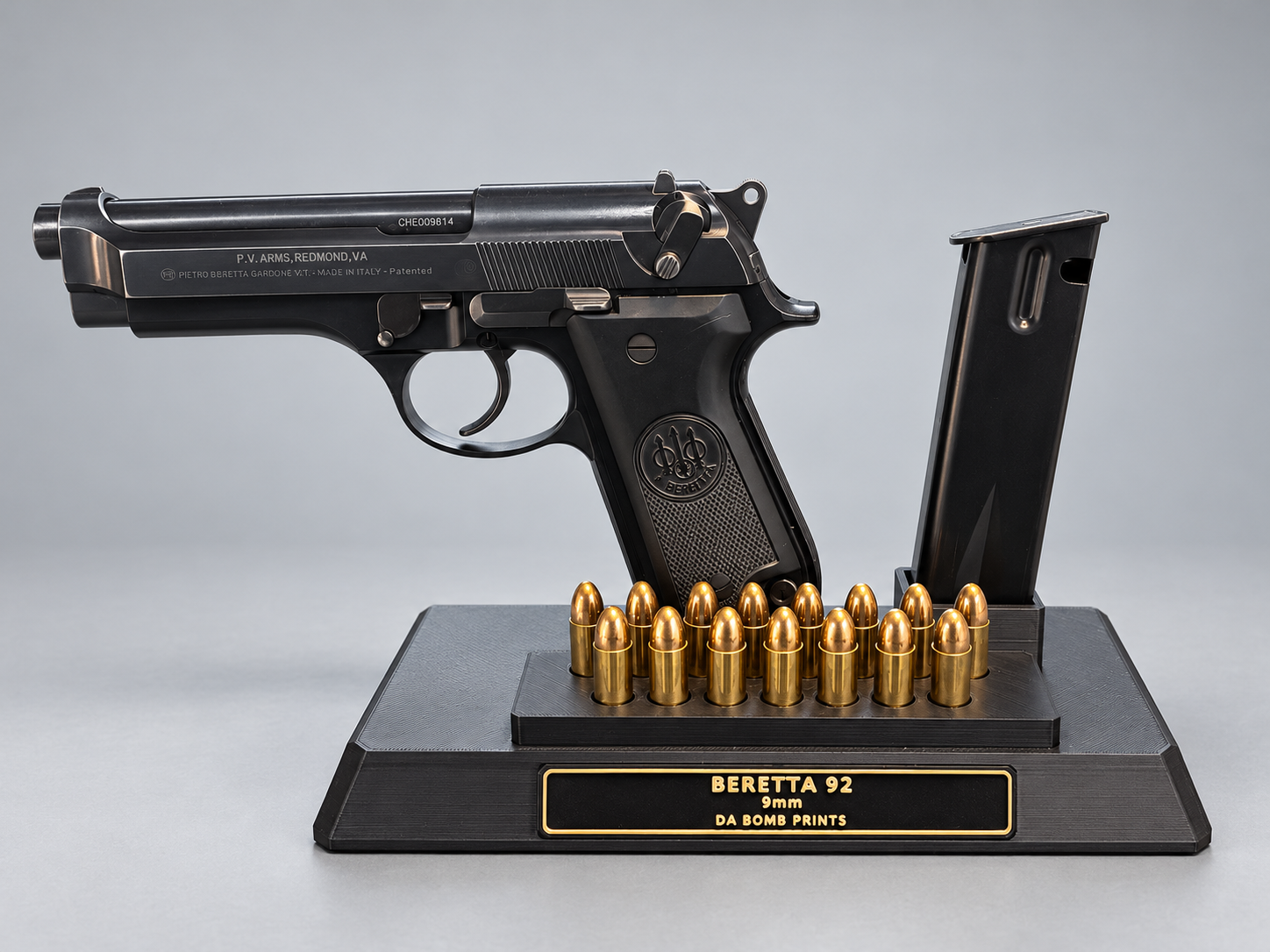 Beretta 92 display stand shown in use; stand only is sold